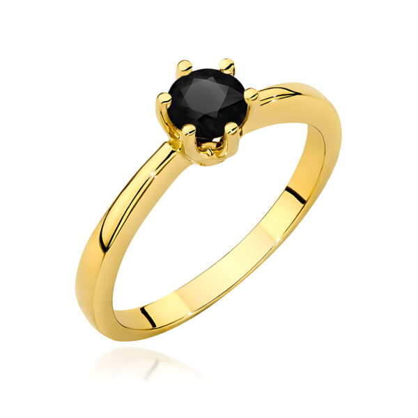 Pierścionek czarny diament 0,50ct żółte złoto