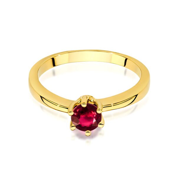 Pierścionek rubin 0,60ct żółte złoto