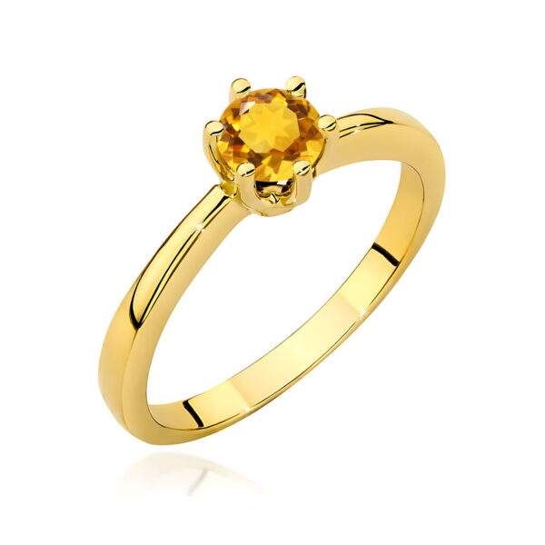 Pierścionek cytryn 0,50ct żółte złoto 375