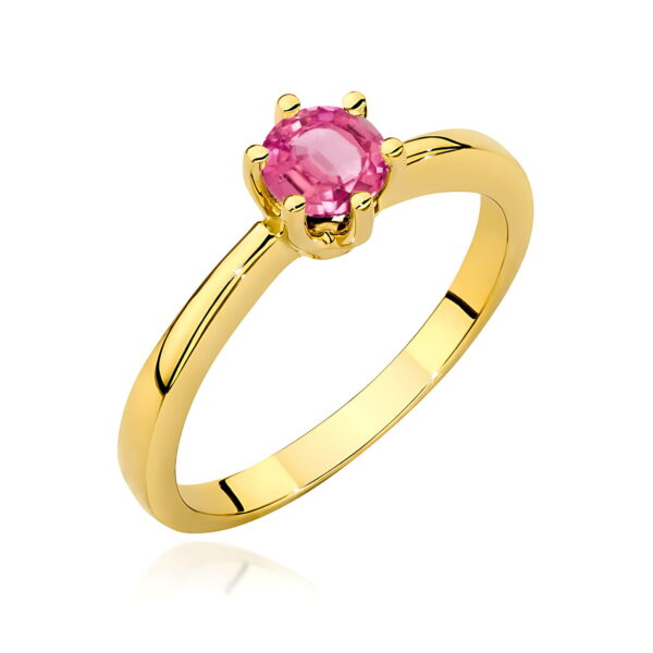 Pierścionek różowy topaz 0,60ct żółte złoto 375
