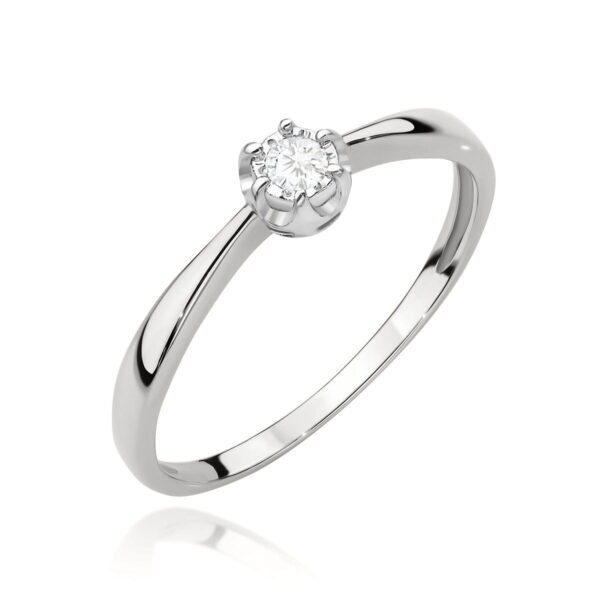 Pierścionek Diament 0,06ct białe złoto 375
