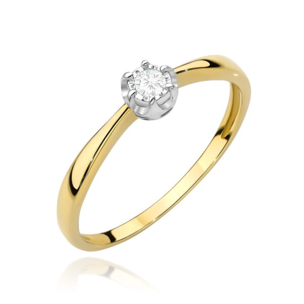 Pierścionek Diament 0,06ct żółte złoto