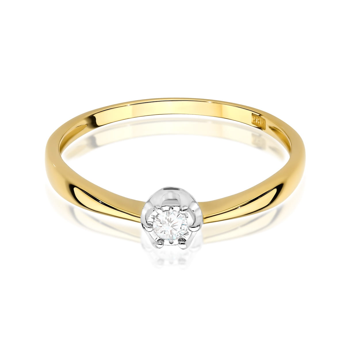 Pierścionek Diament 0,06ct żółte złoto - obrazek 2