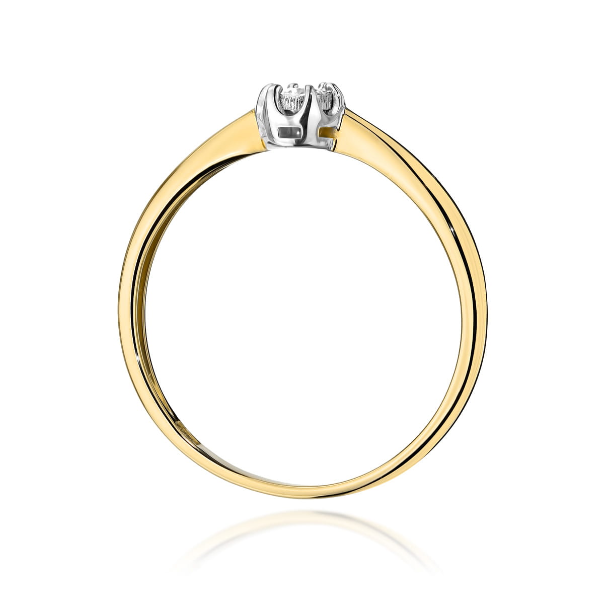 Pierścionek Diament 0,06ct Żółte złoto 375 - obrazek 3