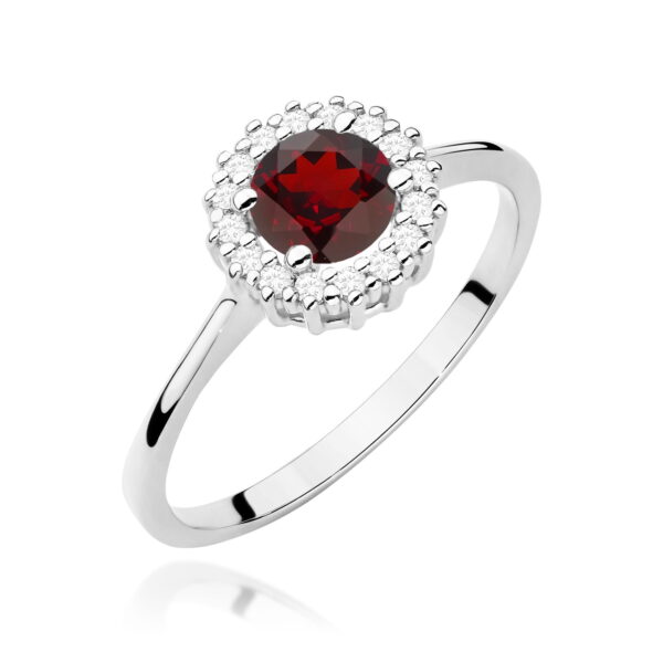 Pierścionek Granat 0,60ct białe złoto