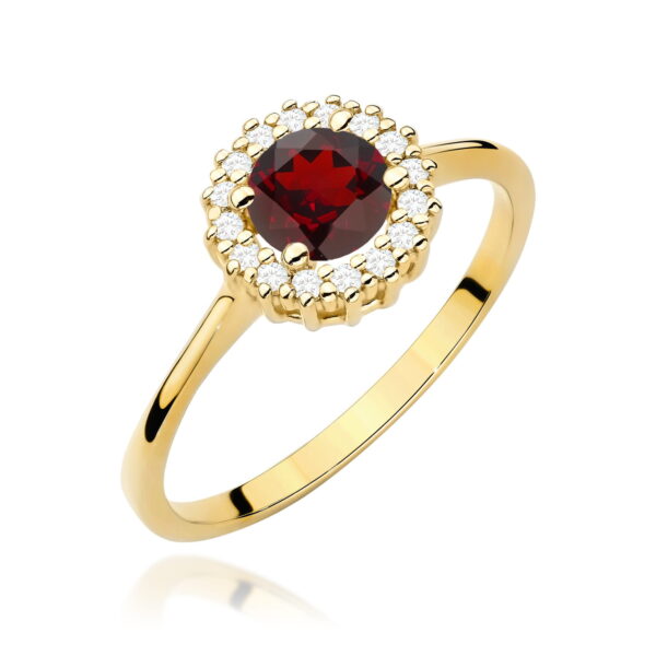 Pierścionek Granat 0,60ct żółte złoto 375