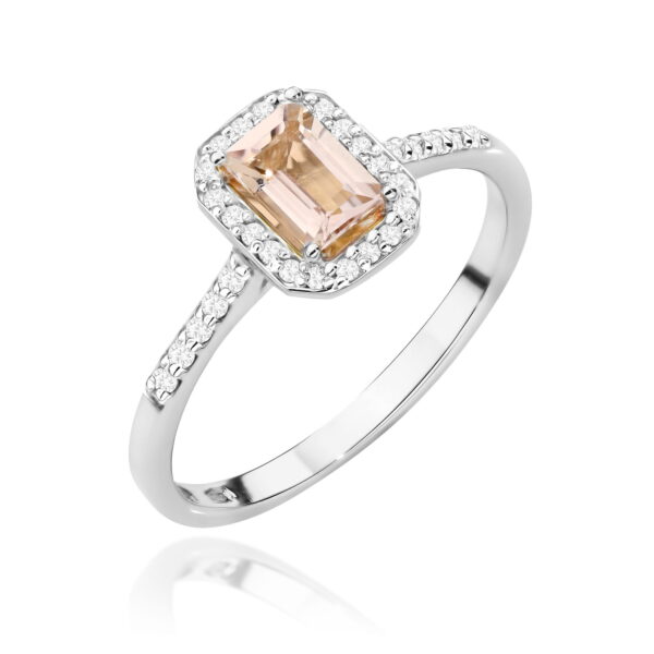 Pierścionek Morganit 0,60ct białe złoto 375