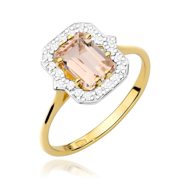 Pierścionek Morganit 1.00ct żółte złoto