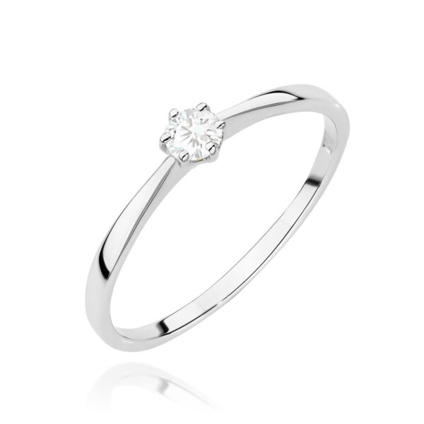 Pierścionek Diament 0,10ct białe złoto 375