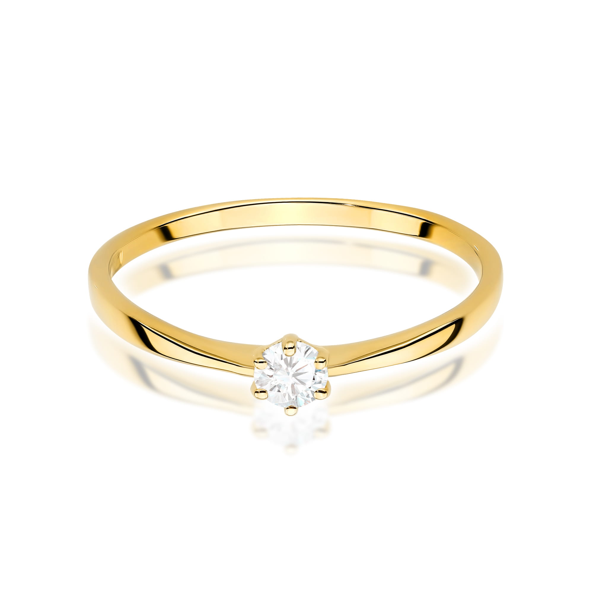Pierścionek Diament 0,10ct żółte złoto - obrazek 2