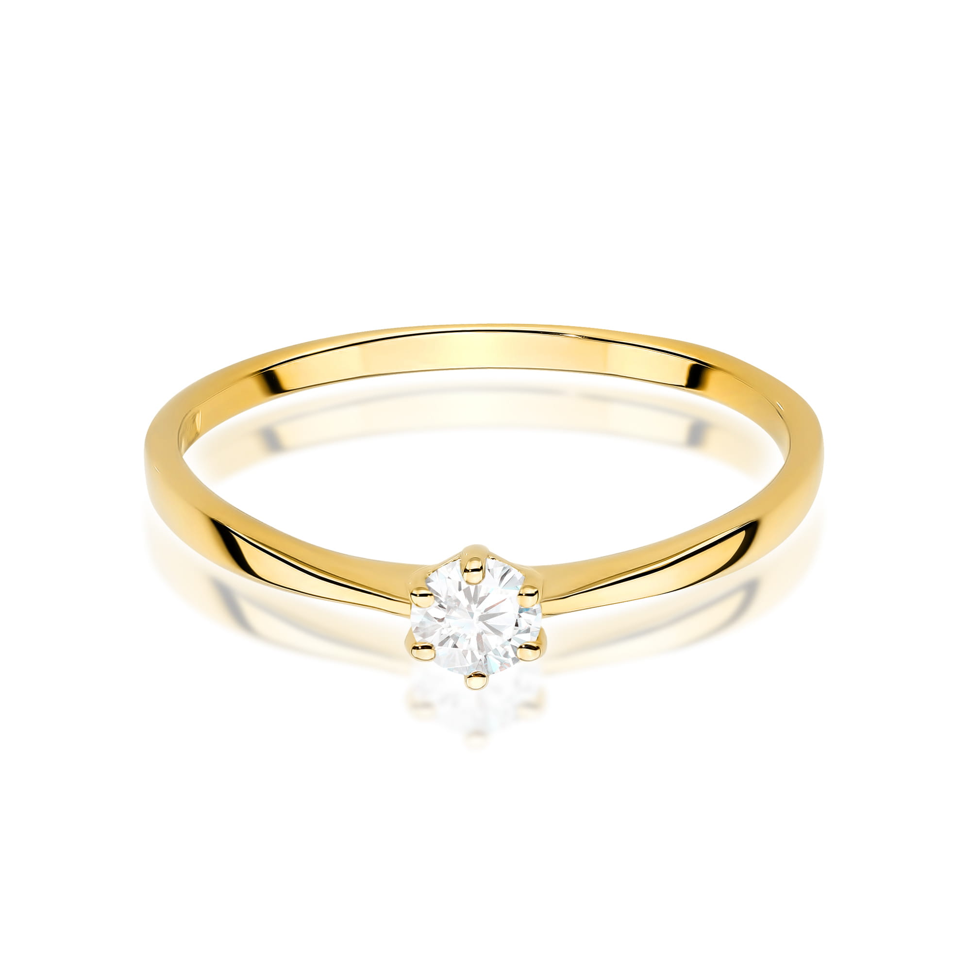 Pierścionek Diament 0,15ct żółte złoto 375 - obrazek 2