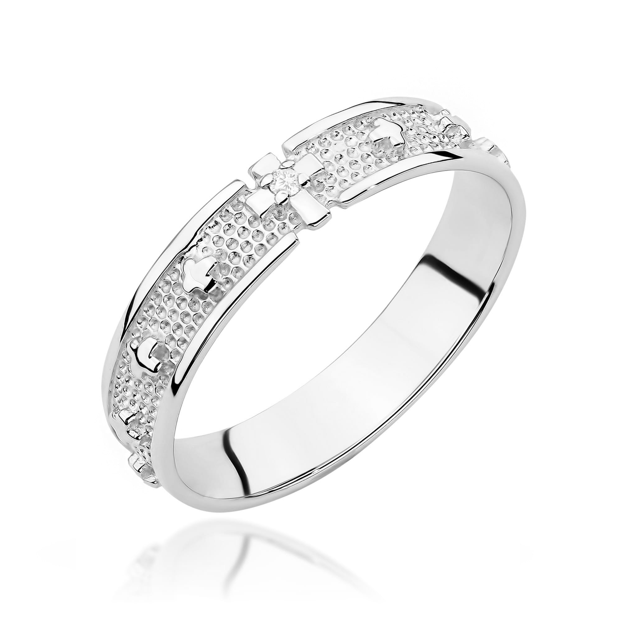 Pierścionek Diament 0,0086ct białe złoto 375