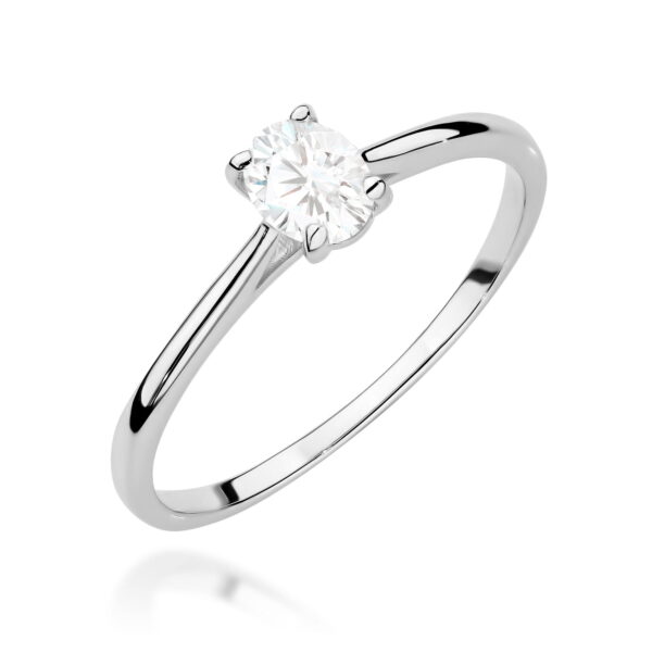 Pierścionek Diament 0,30ct biale złoto 375