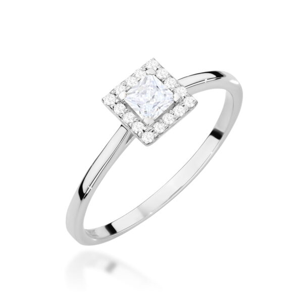 Pierścionek Diament 0,15ct białe złoto 375