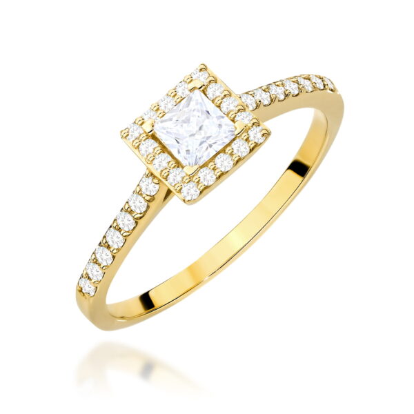 Pierścionek Diament 0,30ct żółte złoto 375