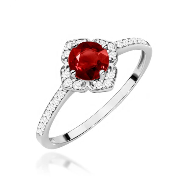 Pierścionek Granat 0,60ct białe złoto 375