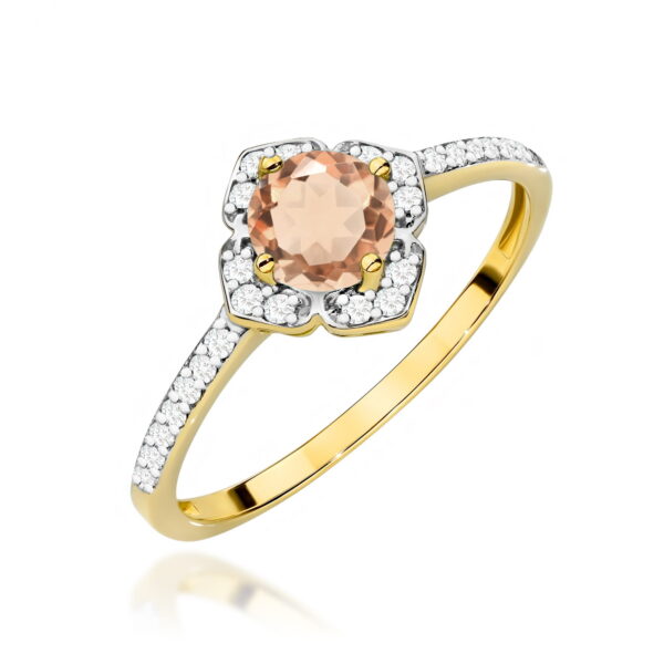 Pierścionek Morganit 0,40ct żółte złoto