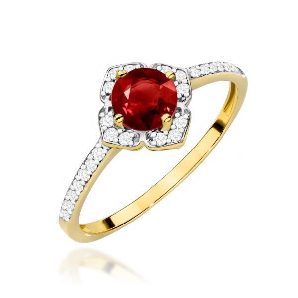 Pierścionek Granat 0,60ct żółte złoto 375