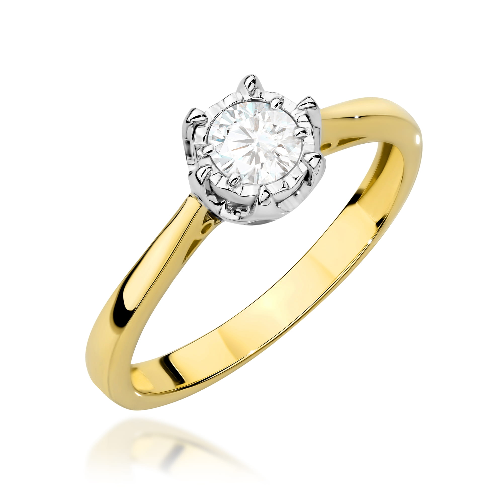 Pierścionek Diament 0,30ct żółte złoto 375