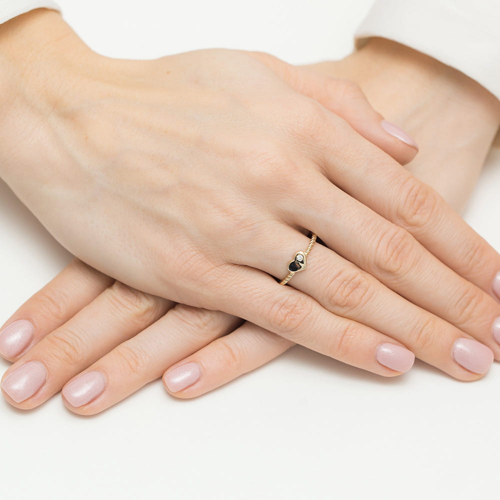 Pierścionek Diament 0,03ct żółte złoto - obrazek 4