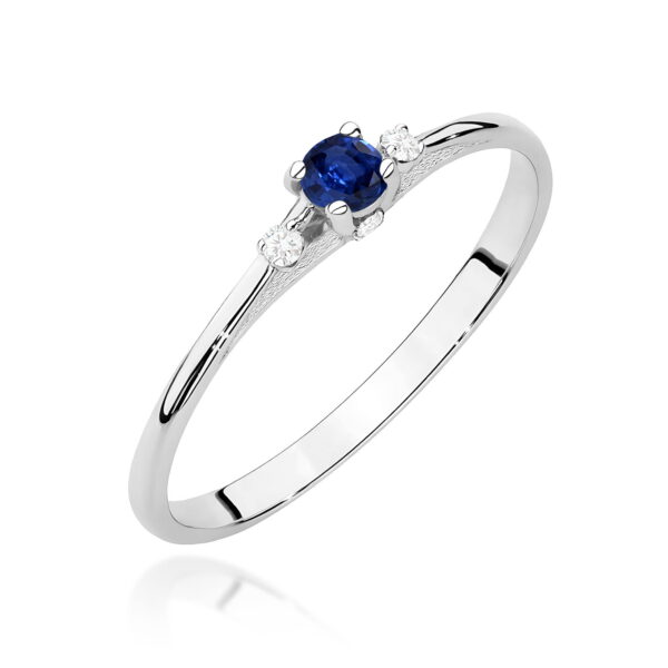 Pierścionek Szafir 0,15ct białe złoto 375