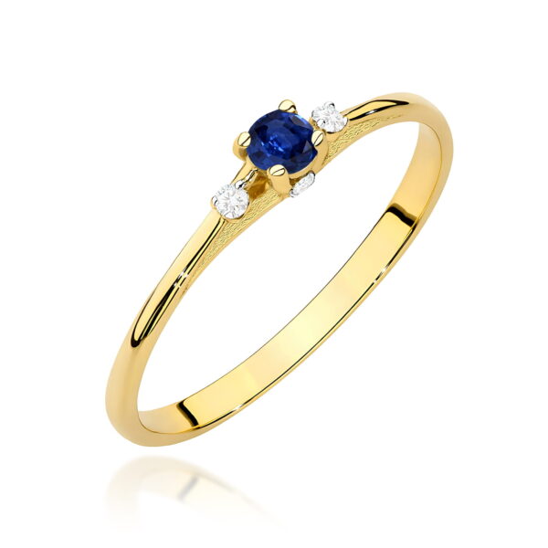 Pierścionek Szafir 0,15ct zółte złoto 375