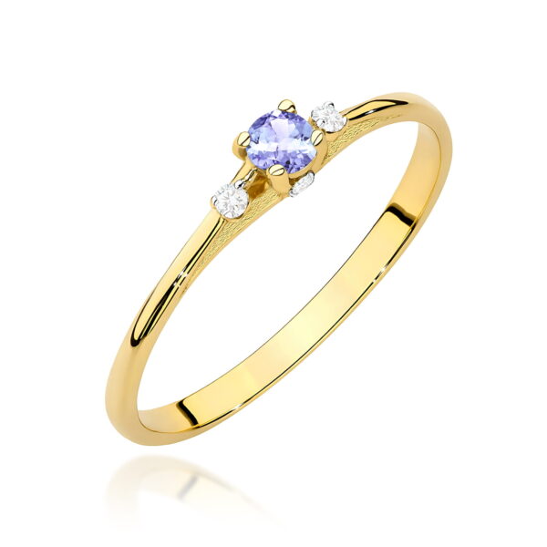 Pierścionek Tanzanit 0,15ct żółte złoto 375