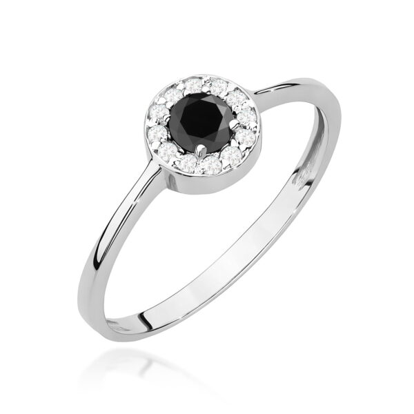 Pierścionek Czarny Diament 0,30ct białe złoto