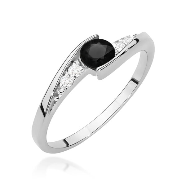 Pierścionek Czarny Diament 0,30ct białe złoto