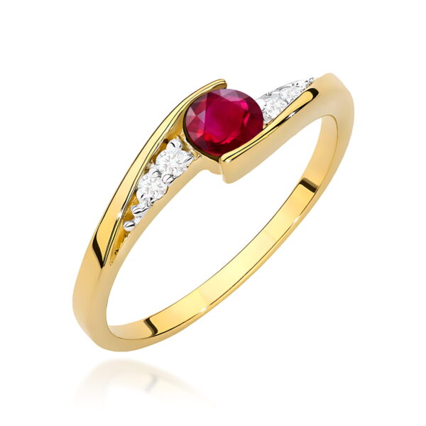 Pierścionek Rubin 0,30ct żółte złoto 375