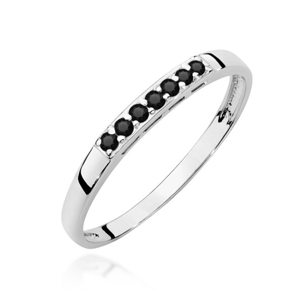 Pierścionek Czarny Diament 0,12ct białe złoto