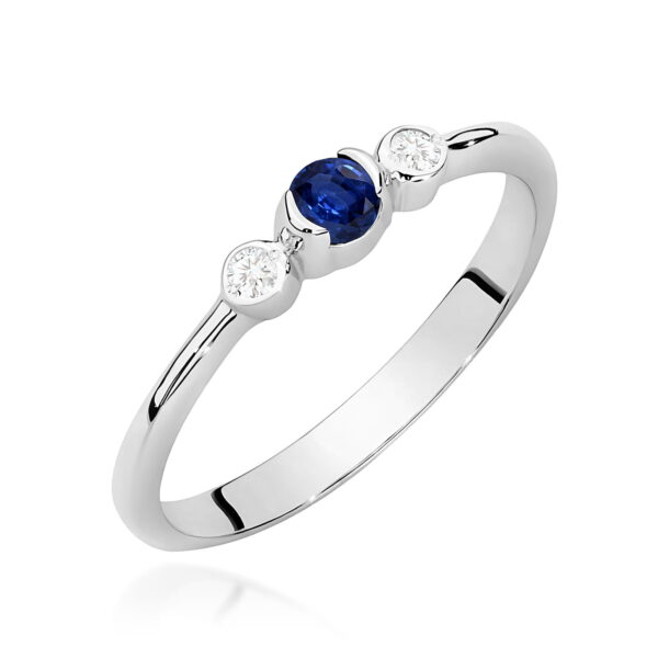 Pierścionek Szafir 0,15ct białe złoto