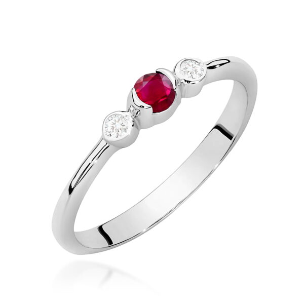 Pierścionek Rubin 0,15ct białe złoto 375