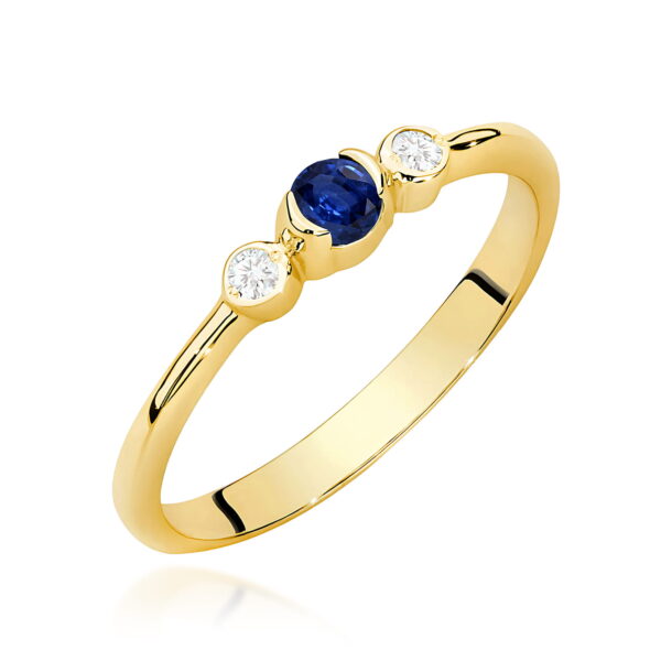 Pierścionek Szafir 0,15ct żółte złoto