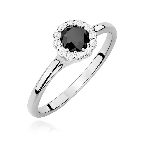Pierścionek Czarny Diament 0,50ct białe złoto