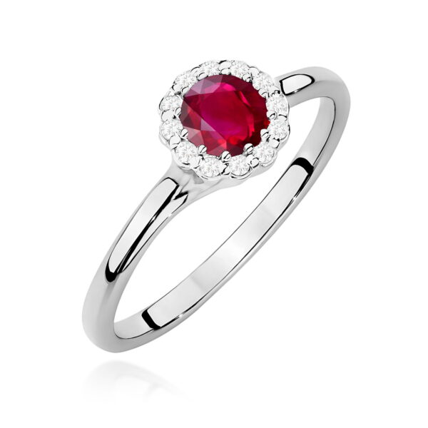 Pierścionek Rubin 0,60ct białe złoto