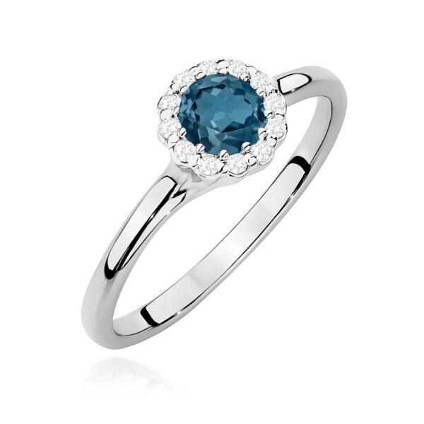Pierścionek Topaz London Blue 0,50ct białe złoto