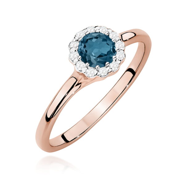 Pierścionek Topaz London Blue 0,50ct różowe złoto