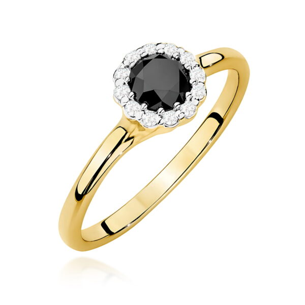 Pierścionek Czarny Diament 0,50ct żółte złoto