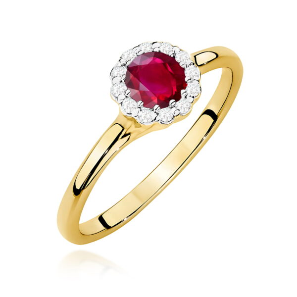 Pierścionek Rubin 0,60ct żółte złoto