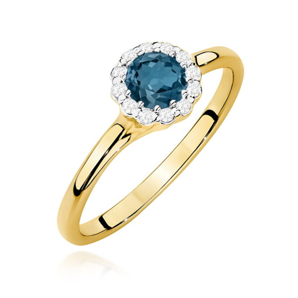Pierścionek Topaz London Blue 0,50ct żółte złoto 375
