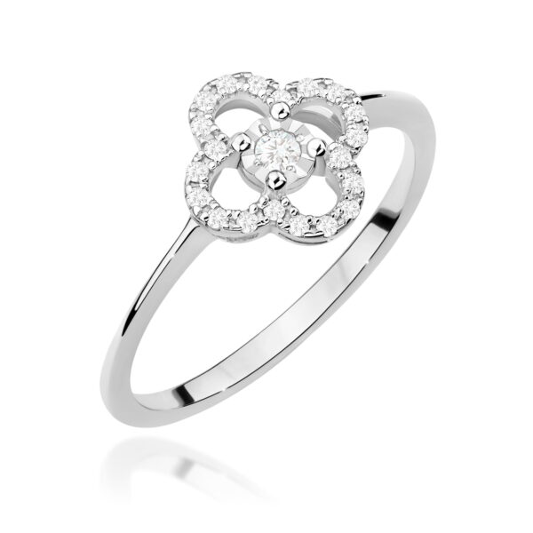 Pierścionek Diament 0,03ct białe złoto 375
