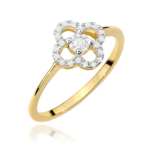 Pierścionek Diament 0,03ct żółte złoto