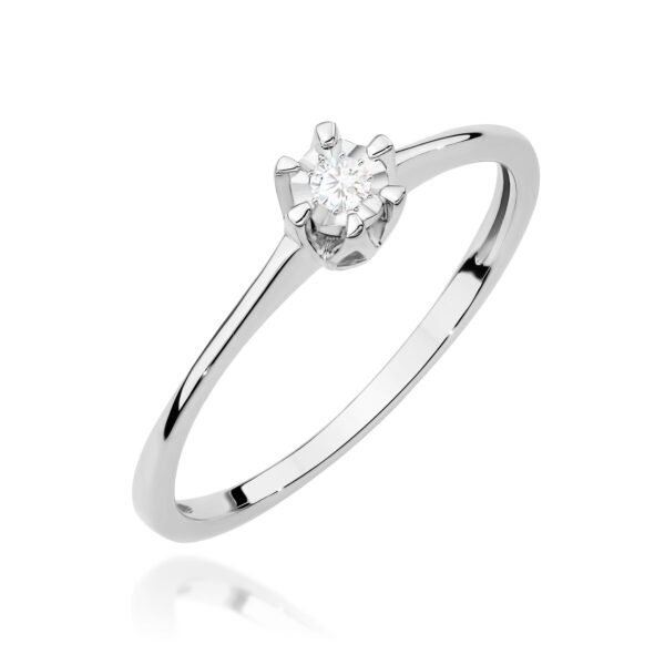 Pierścionek Diament 0,03ct białe złoto 375