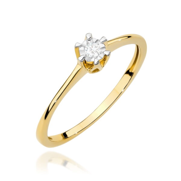 Pierścionek Diament 0,03ct żółte złoto
