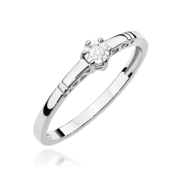 Pierścionek Diament 0,03ct białe złoto 375