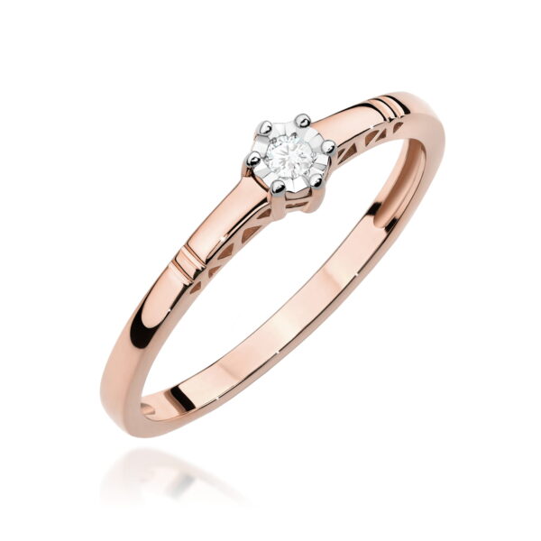 Pierścionek Diament 0,03ct różowe złoto