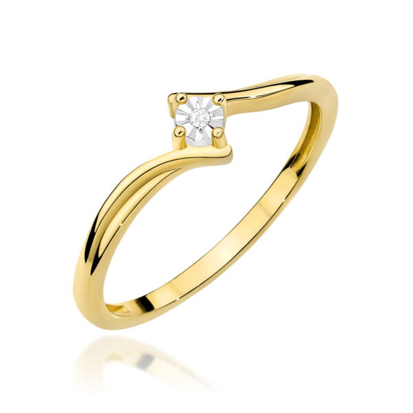 Pierścionek Diament 0,01ct żółte złoto