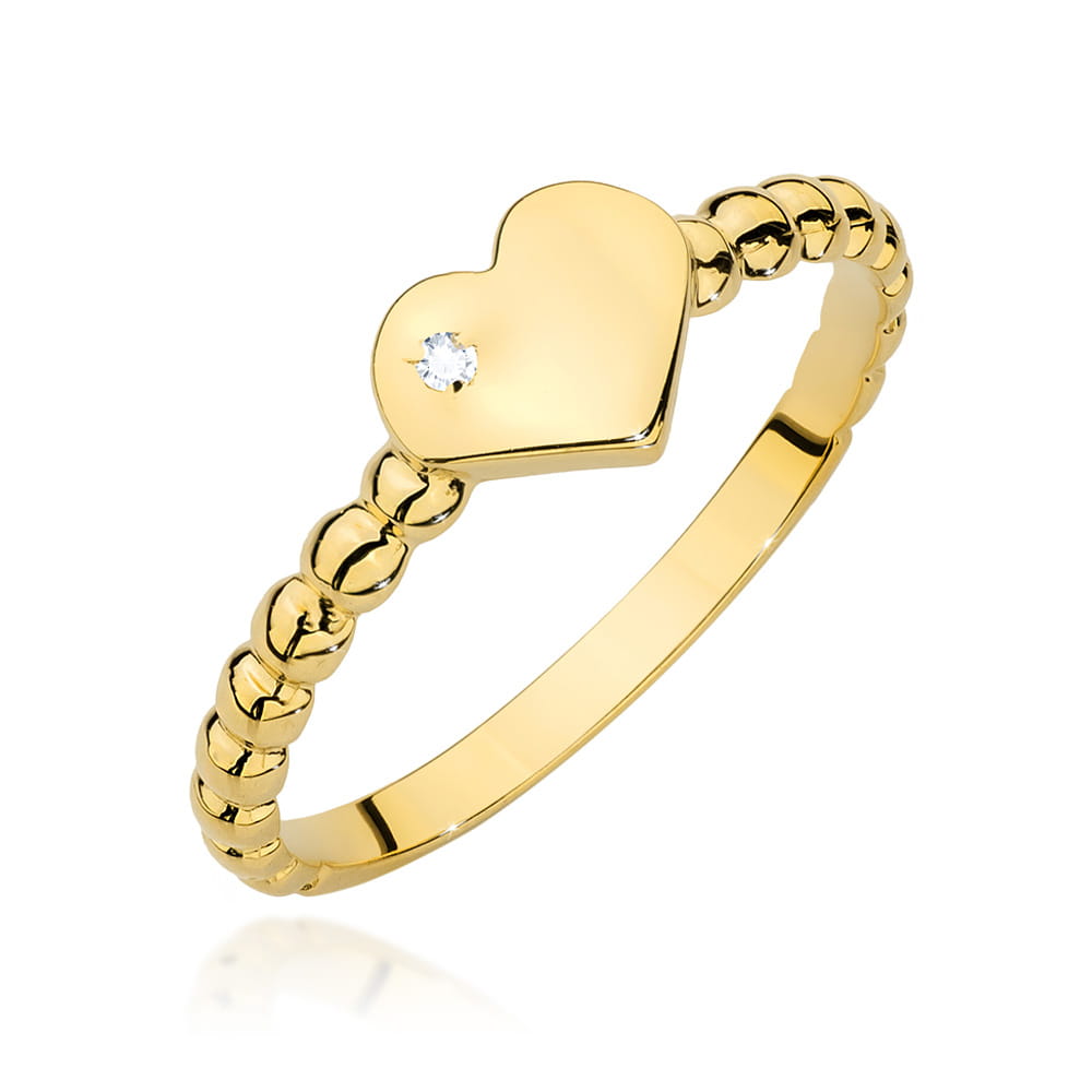 Pierścionek Diament 0,01ct żółte złoto