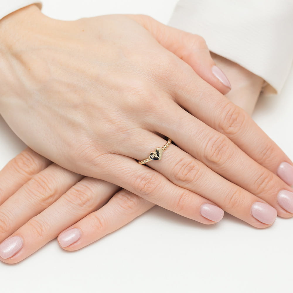 Pierścionek Diament 0,01ct żółte złoto 375 - obrazek 4